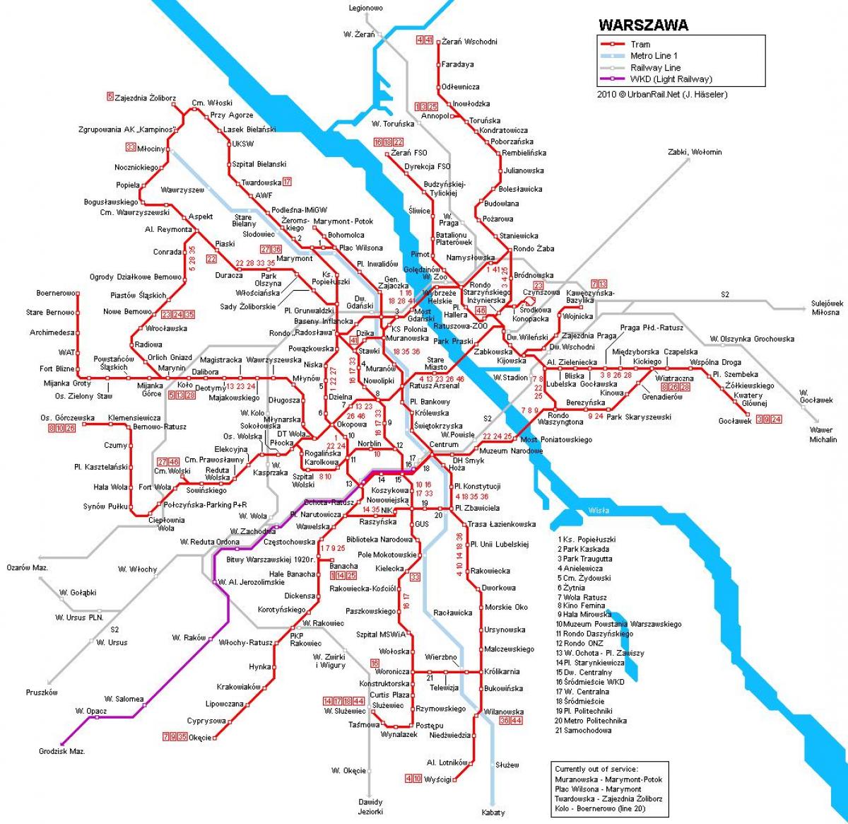 Warsaw train map