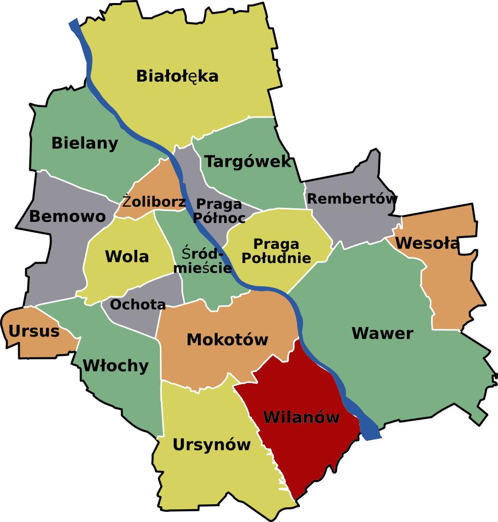 Warsaw Neighborhoods Map 