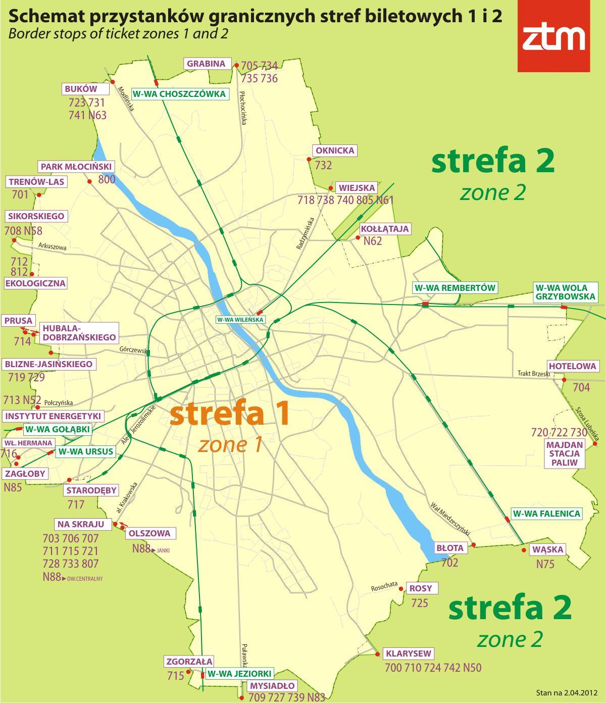Map of Warsaw zone 1 2 