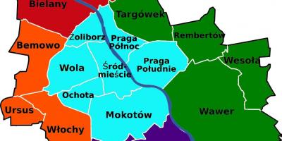 Map of Warsaw districts 