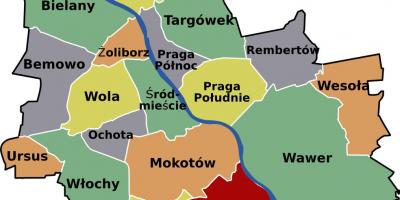 Map of Warsaw neighborhoods 